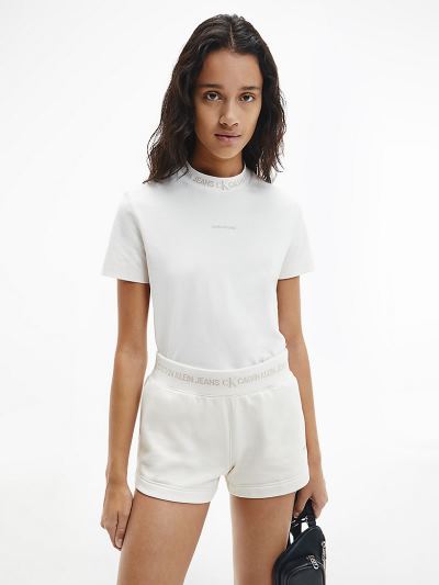 Calvin Klein Ruhák HU478462 | Calvin Klein Logo Collar Organic Cotton Női Póló Fehér